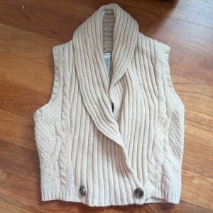 Diane Von Furstenberg Cream Cowl Neck Sweater Vest